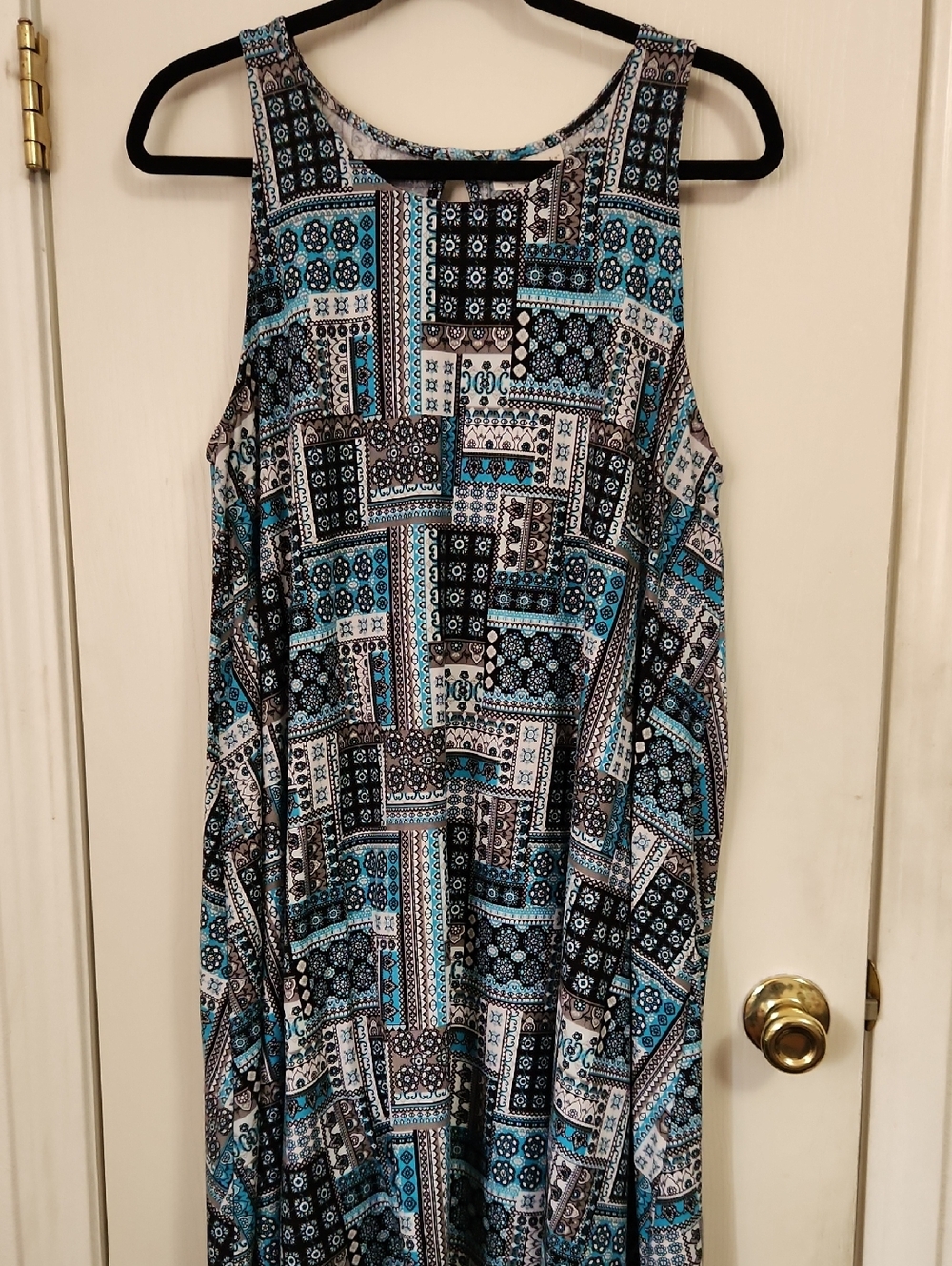 Bobbie Brooks Blue, Black & White Asymmetrical Women's Dress